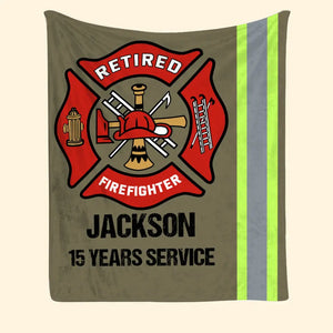 Personalized Retired Firefighter Sherpa or Fleece Blanket Printed QTKH1614