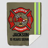 Personalized Retired Firefighter Sherpa or Fleece Blanket Printed QTKH1614