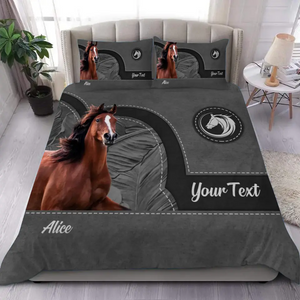 Personalized Upload Your Horse Photo Horse Lovers Gift Bedding Set Printed HN231621