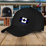 Personalized Canada Thin Blue Line Flag Custom Name Black Cap QTHN1281