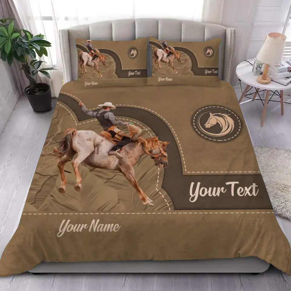 Personalized Upload Your Horse Riding Photo Horse Lovers Gift Bedding Set Printed HN231625