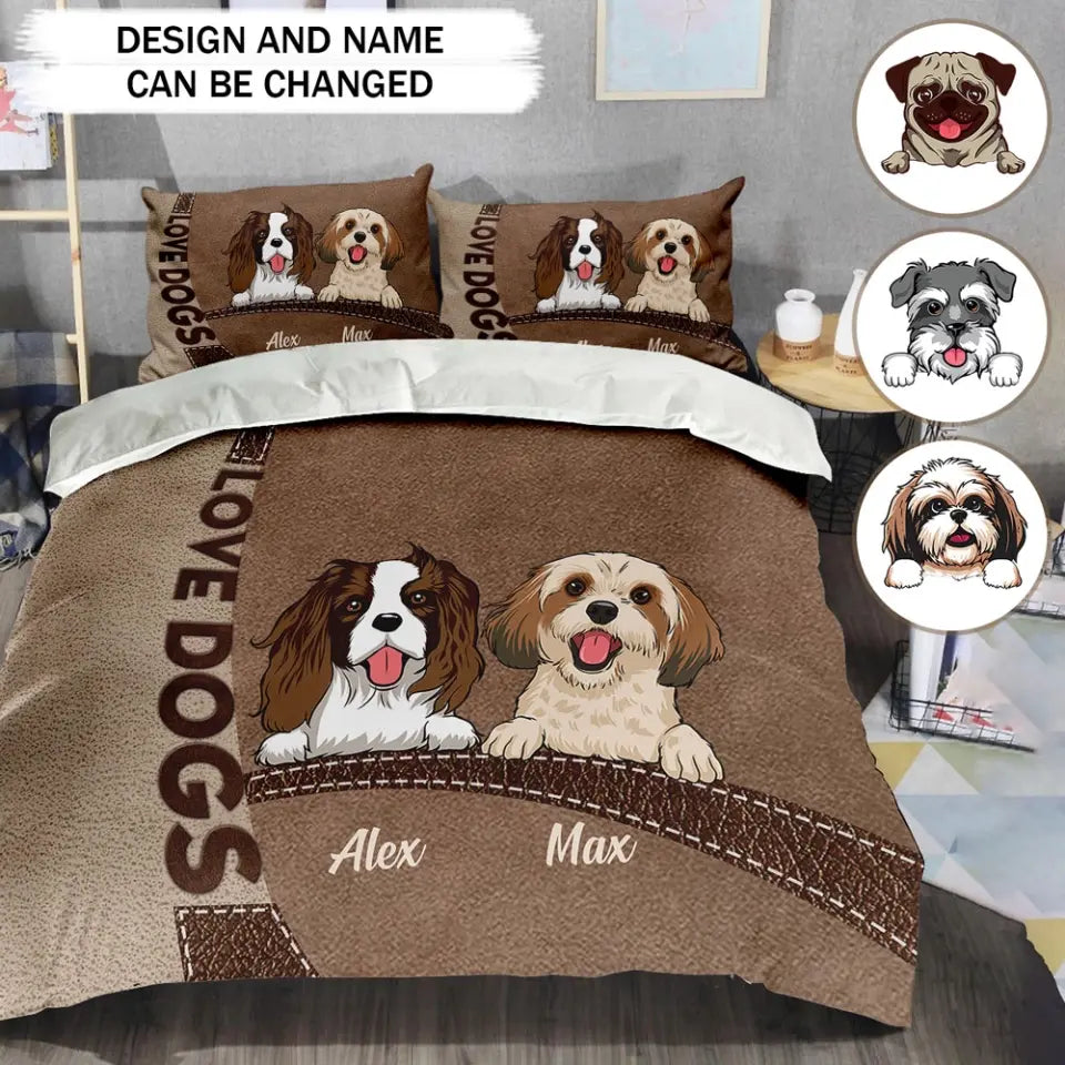 Personalized Love Dogs Custom Name Bedding Set Printed HN231628