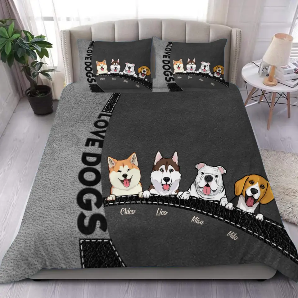 Personalized Love Dogs Custom Name Bedding Set Printed HN231628