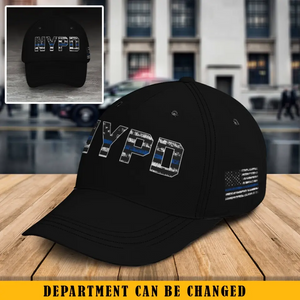 Personalized US Law Enforcement Thin Blue Line Flag Black Cap QTKH1638