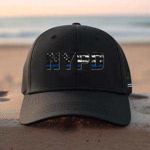 Personalized US Law Enforcement Thin Blue Line Flag Black Cap QTKH1638