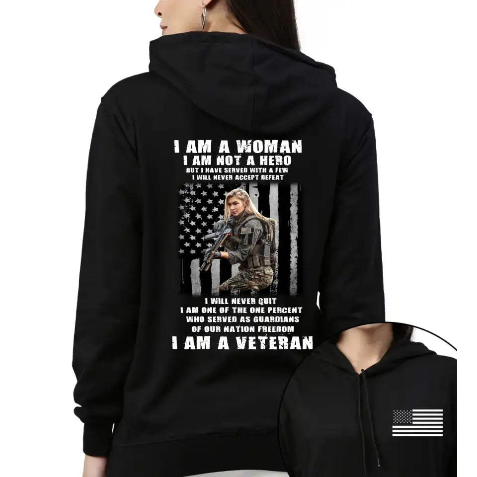 Personalized Upload Photo US Female Veteran Hoodie 2D Printed QTHN1643