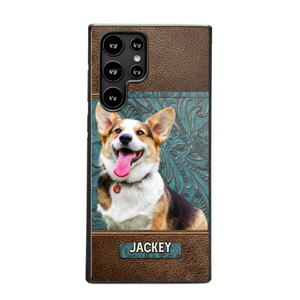 Personalized Upload Your Dog Photo Leather Phonecase Printed 23MAR-HQ16