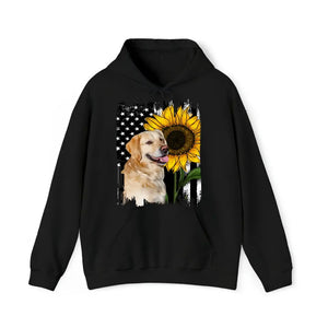 Personalized Upload Dog Photo Sunflower Flag Hoodie 2D Printed QTHN1657