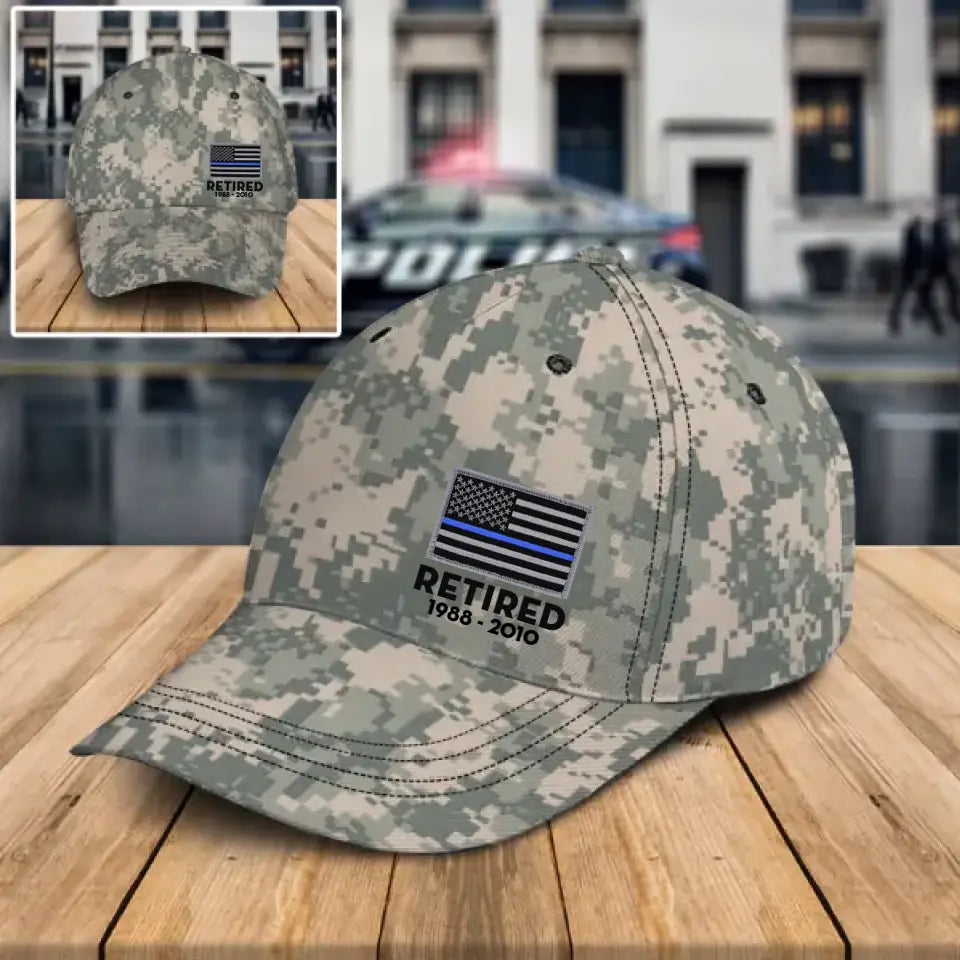 Personalized US Thin Blue Line Camo Cap QTKH1663