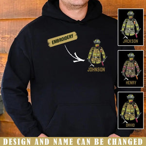 Personalized Firefighter Custom Name Embroidered Hoodie Printed VQ231658