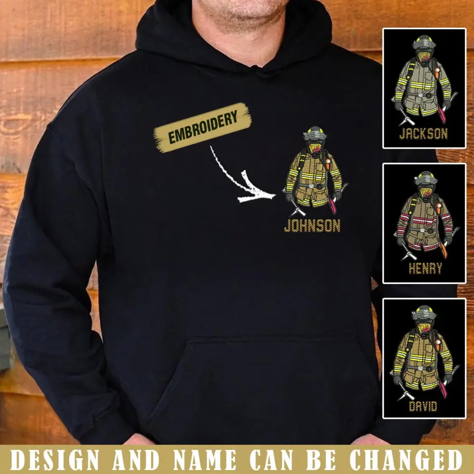 Personalized Firefighter Custom Name Embroidered Hoodie Printed VQ231658