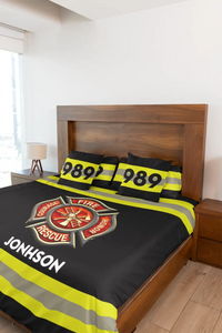 Personalized Firefighter Custom Name & Badge Number Bedding Set Printed QTKH1702