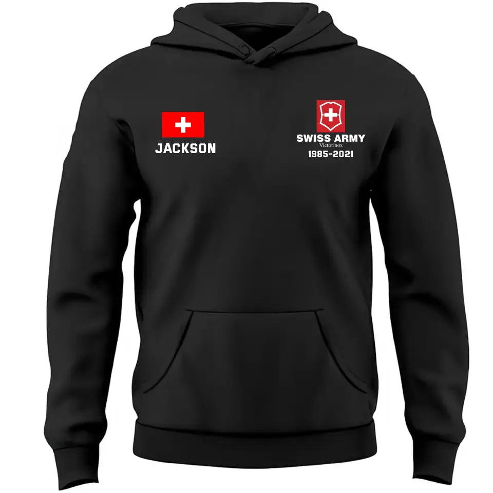 Personalized Swiss Veteran/Soldier Custom Name & Time Hoodie 2D Printed KVH231708