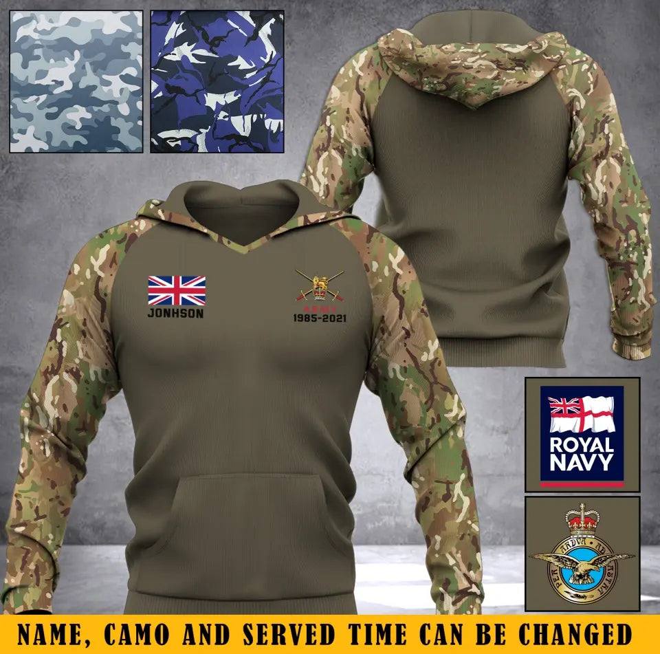 Personalized UK Veteran Custom Name & Time Hoodie 3D Printed KVH231722