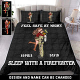 Personalized Feel Safe At Night Sleep With A Firefighter Couple Firefighter Bedding Set Printed KVH231729