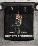 Personalized Feel Safe At Night Sleep With A Firefighter Couple Firefighter Bedding Set Printed KVH231729