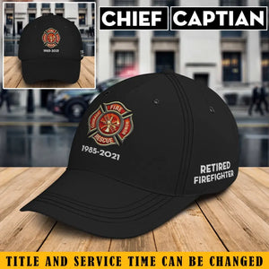 Personalized Retired Firefighter Black Cap QTKH1740