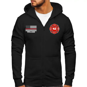 Personalized US Firefighter Custom Name & ID Zip Hoodie 2D Printed KVH231759