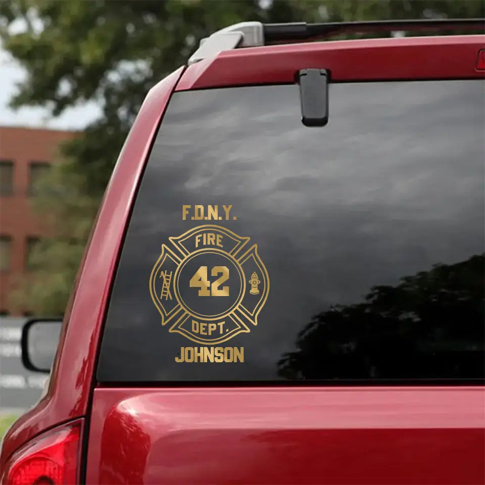 Personalized Firefighter Custom Department And Name Decal Printed QTHN1760