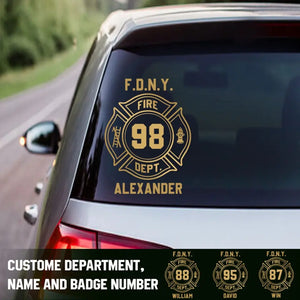 Personalized Firefighter Custom Department And Name Decal Printed QTHN1760