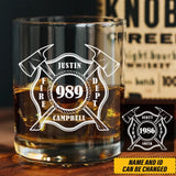 Personalized Firefighter Custom Name & ID Whiskey Glass Printed KVH2408