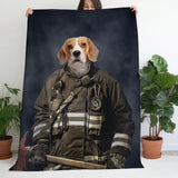 Personalized Upload Your Dog Photo Firefighter's Uniform Dog Lovers Gift Sherpa or Fleece Blanket Printed LVA2414