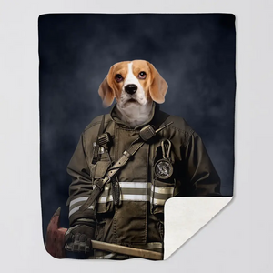 Personalized Upload Your Dog Photo Firefighter's Uniform Dog Lovers Gift Sherpa or Fleece Blanket Printed LVA2414