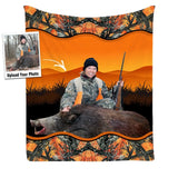 Personalized Upload Your Deer Photo Sherpa or Fleece Blanket Printed HN2428