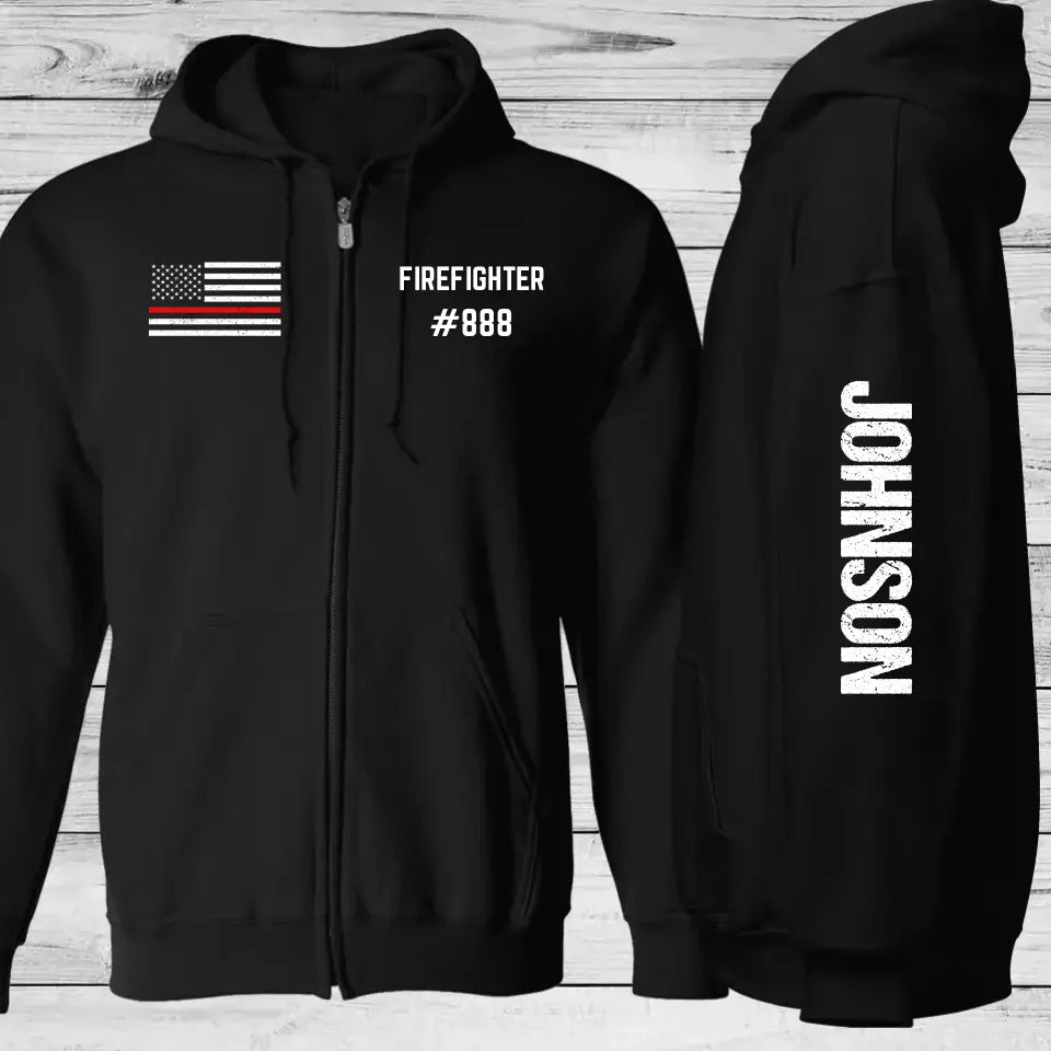 Personalized US Firefighter Retired Officer Zip Hoodie 2D Printed QTLVA2438