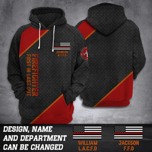 Personalized US Firefighter First In Last Out 3D Hoodie Printed QTVQ2429