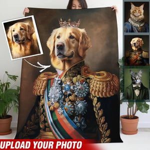 Personalized  Upload Your Dog Photo Royal Dog Lovers Gift Sherpa or Fleece Blanket Printed VQ2439