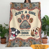 Personalized  Just A Girl Who Loves Dogs And Has Tattoos Dog Lovers Gift Sherpa or Fleece Blanket Printed HN2442