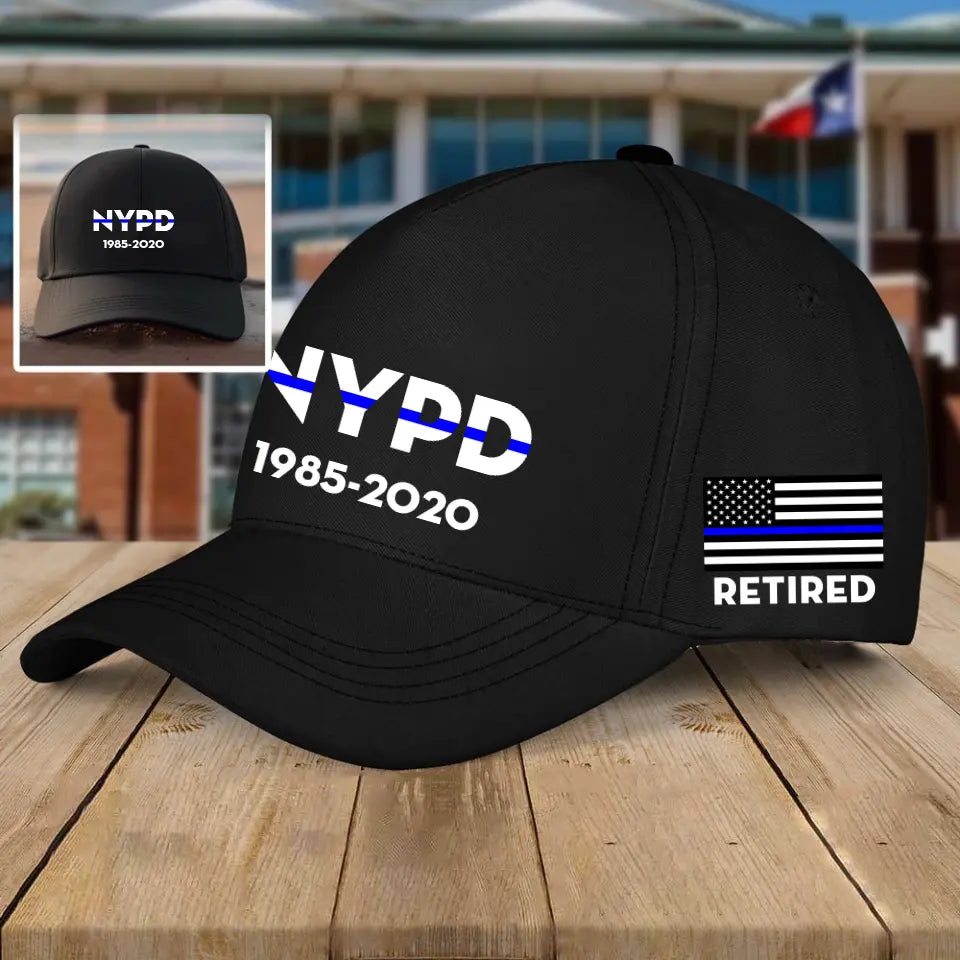 Personalized US Police Custom Time Flag Black Cap KVH2440