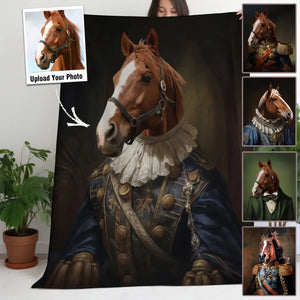 Personalized  Upload Your Horse Photo Royal Horse Lovers Gift Sherpa or Fleece Blanket Printed HN2443