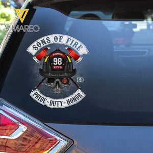 Personalized Sons Of Fire Pride Duty Honor Firefighter Decal Printed LAHVQ2462