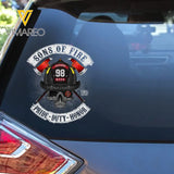 Personalized Sons Of Fire Pride Duty Honor Firefighter Decal Printed LAHVQ2462