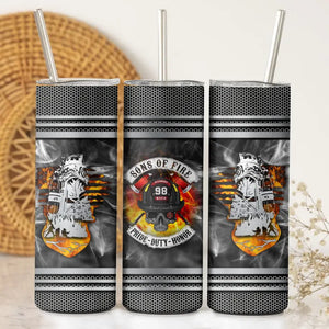 Personalized Sons of Fire Pride Duty Honor Firefighter Gift Skinny Tumbler Printed LAHHN2466