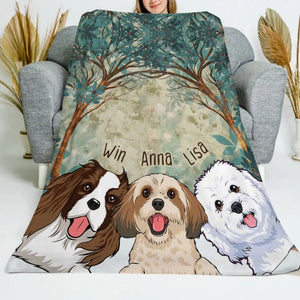 Personalized Dog Forest Dog Lovers Gift Sherpa or Fleece Blanket Printed HN2468