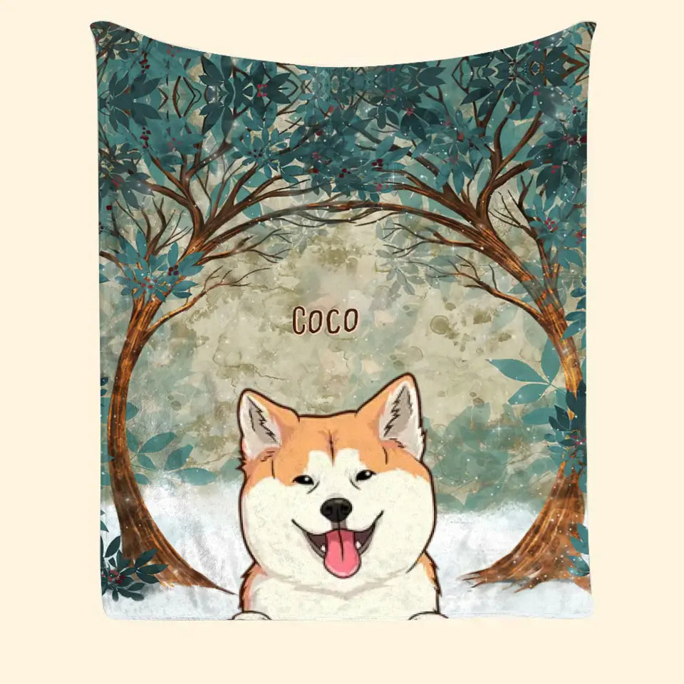 Personalized Dog Forest Dog Lovers Gift Sherpa or Fleece Blanket Printed HN2468