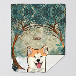 Personalized Dog Forest Dog Lovers Gift Sherpa or Fleece Blanket Printed HN2468