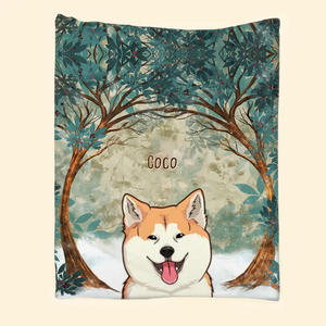 Personalized Dog Forest Dog Lovers Gift Sherpa or Fleece Blanket Printed HN2468