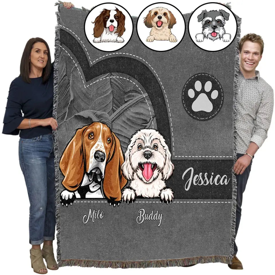 Personalized Dog Mom Dog Dad Dog Lovers Gift Woven Blanket Printed HN2472