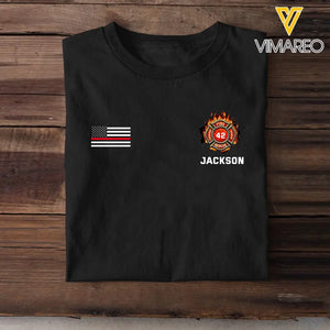 Personalized US Firefighter Custom Name Hoodie 2D/T-shirt Printed QTKVH2485