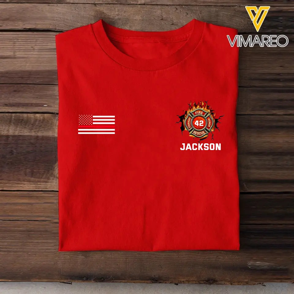 Personalized US Firefighter Custom Name Hoodie 2D/T-shirt Printed QTKVH2485