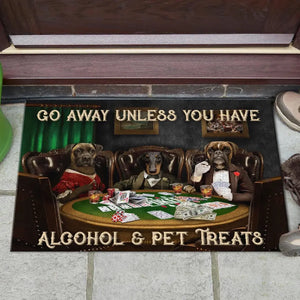 Personalized Upload Your Pet Photo Dog Lovers Cat Lovers Gift Go Away Unless You Have Alcohol & Pet Treats Doormat Printed LVA2498