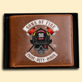 Personalized Sons Of Fire Pride Duty Honor Firefighter Custom Name & ID Leather Wallet LAHVQ24101