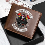 Personalized Sons Of Fire Pride Duty Honor Firefighter Custom Name & ID Leather Wallet LAHVQ24101