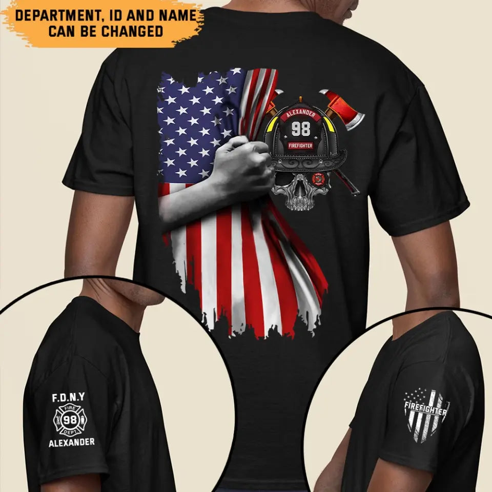 Personalized US Firefighter Custom Name & Department T-shirt LAHHN24103