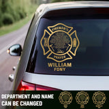 Personalized Firefighter Custom Name & Department Decal Printed QTHN24107