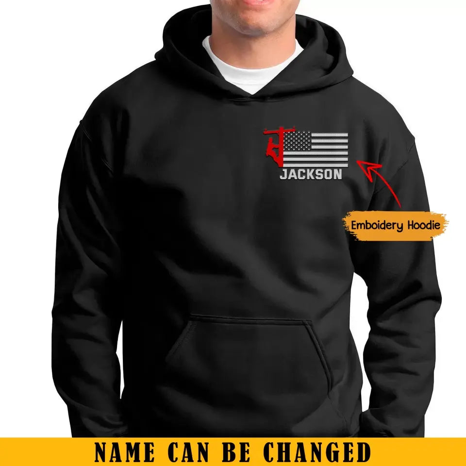 Personalized US Firefighter Custom Name Embroidered Hoodie Printed KVH24105